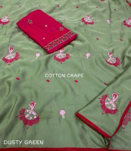 Cotton Crepe Saree