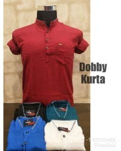 Men Plain Dobby Kurta