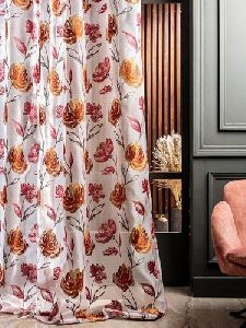 White Printed Silk Curtain