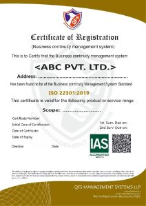 iso 22301 certificate (BCMS)