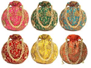 Embroidered Potli Pouch Drawstring Bag