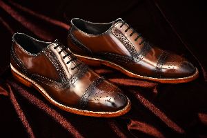 PARTY WEAR/FPRMAL/Goodyear Welted - Brown Leather Brogue Oxfords Shoes for Men's-NEORON