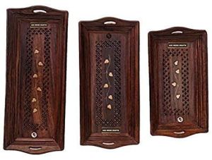 SHISHAM WOOD COFFEE TRAYS SET OF 3