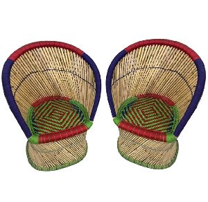 Handicrafts bamboo chairs mudha large size (set of 2)