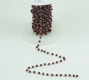 Jade Ruby 3 MM Wire Wrapped Rosary Beaded Style Chain