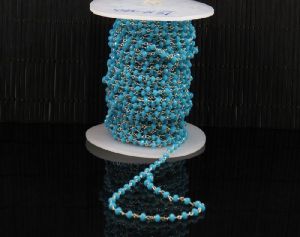 Turquoise Crystal Beaded Wire Wrapped Rosary Chain