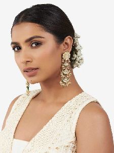 White Gold Tone Kundan Earrings