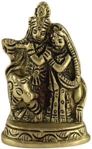 Brass Shri Radha Krishna with Nandi Statue