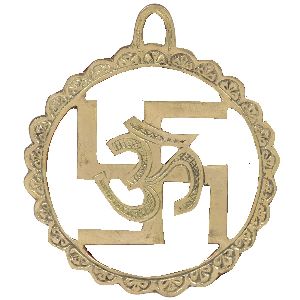 Brass Swastik Om Wall Hanging