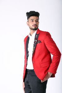 Embroidered Red Color Blazer