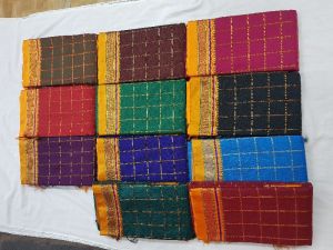 Handloom Khun Saree with zari checks