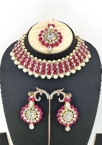 Kayaa Pink Gold Plated Traditional Necklace Set