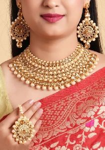 Kayaa Gold Plated Pearl Studded Necklace Set