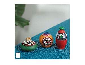 3 Warli Pot Set for Living room /Window Shelf Decor