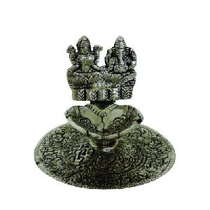 White Metal Laxmi Ganesh Diya