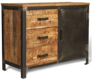 Wooden 3 Drawer 1 Door Sideboard