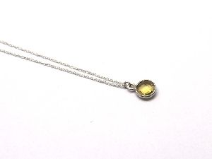 925 Sterling Silver Lemon Quartz Minimalist Bezel Necklace