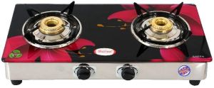 Glass Top Sheen 2 Burner Nano Revolving Nozzle Gas Stove