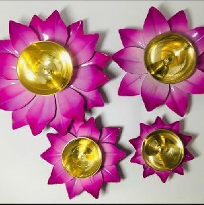 Brass Lotus Akhand Diya Set