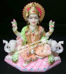 Painted Marble Laxmi Statue