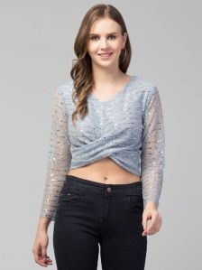 Women Girls Knot Style Tinsel Bling women top