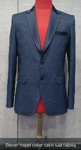 Mens Blue Lapel Collar Blazer