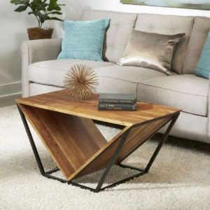 Wooden Top Triangular Coffee Table