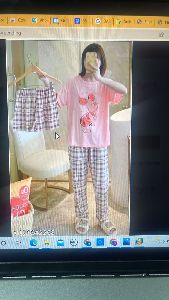 3 pcs summer cartoon print women nightsuit