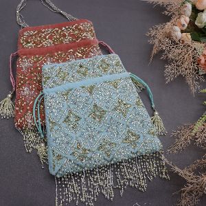 Embroidered Drawstring Purse
