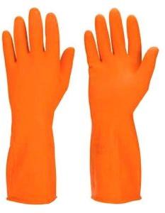 orange rubber hand gloves