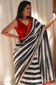 Striped Crepe Saree