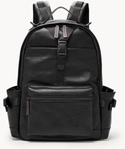 Mens Black Leather Backpack