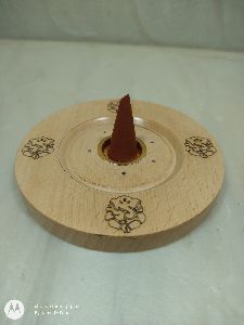Round Wooden Incense Dhoop Holder
