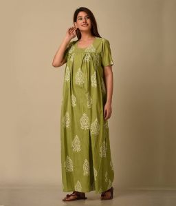 Opulent Blooms Jade Green Nighty Gown