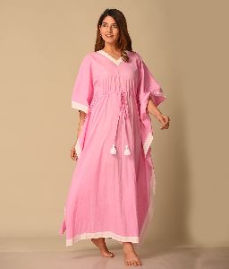 Rosy White Nightwear Kaftan