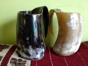 Horn mug and spoon