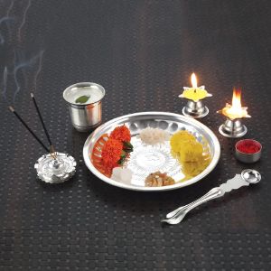 3123 Silver Plated Pooja Set