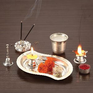 3124 Silver Plated Pooja Set