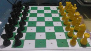 chess sets braille for blind in fibre