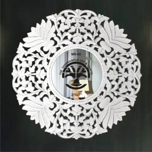 Rust Proof White Round Mirror