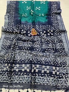 Linen Batik Printed Sarees