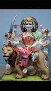 Painted Marble Durga Statue