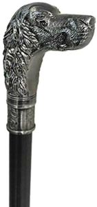 Walking Stick, Mens Gentlemens Classic Antique Dog Cane Handle Silver Finish New