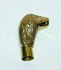 Working Unique New Solid Golden Dog Brass Only head Handle for Shaft Walking