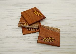 Wood Leaf Coasters