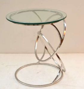 Round Stainless Steel Glass Table