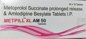 Metoprolol Succinate Prolonged Release and Amlodipine Besylate 50mg Tablets