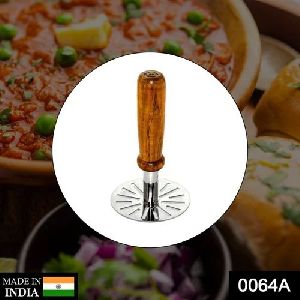 Stainless Steel Pav Bhaji Masher with Wooden Handle