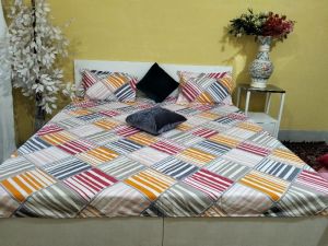 White Red Yellow Double Bed Sheet