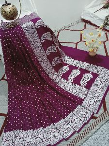 Banarasi Semi Chiffon Khaddi Handloom Saree